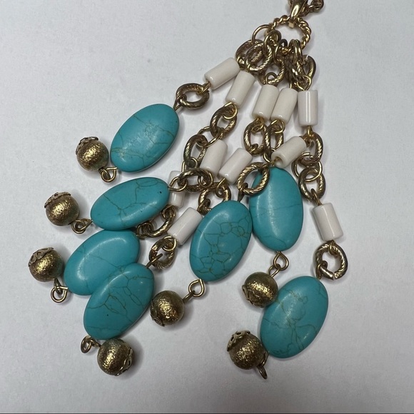 Lilly Pulitzer Faux Turquoise Gold Tone Chain Pendant Necklace - Picture 8 of 8
